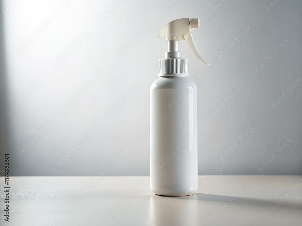 White Cosmetic Trigger Sprayer Mockup - Blank Label - Documentary Style White Cosmetic Trigger Sprayer Mockup - Blank Label - Documentary Style
