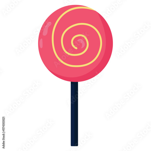 Colorful swirled lollipop illustration. Perfect for candy store promotion, kids party invitations, or sweet themed designs.