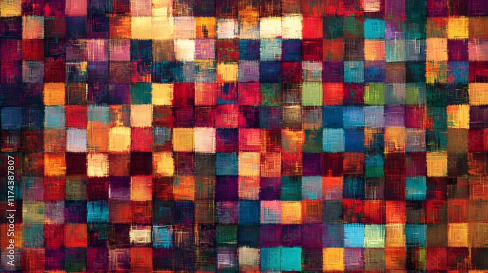 Fototapeta premium Vibrant colorful abstract art display gallery exhibition artwork indoor space close-up creative expression