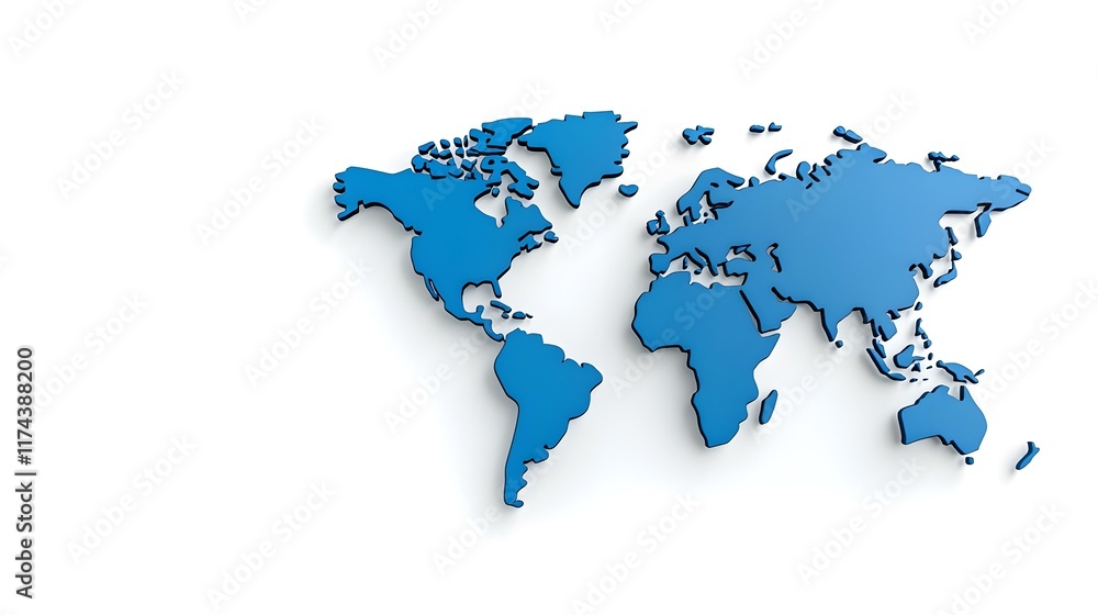 Abstract Blue World Map on White Background for Global Themes