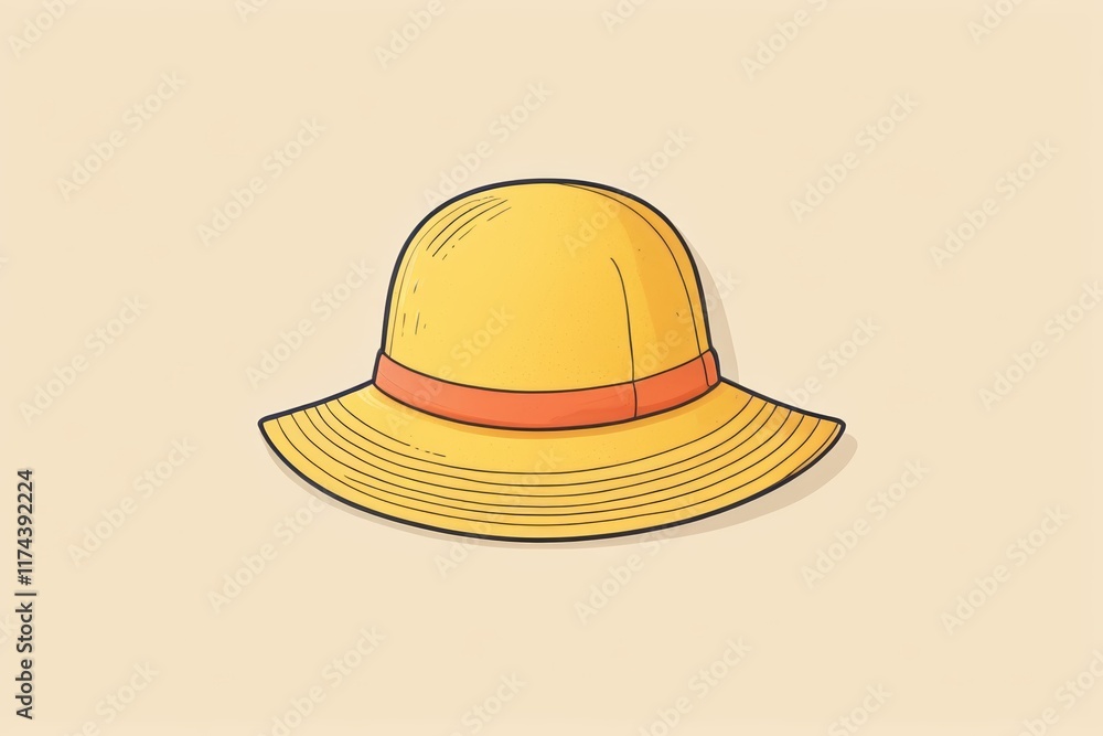 a close up of a yellow hat with a red band a close up of a yellow hat with a red band