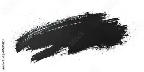 Black brush stroke on a white background