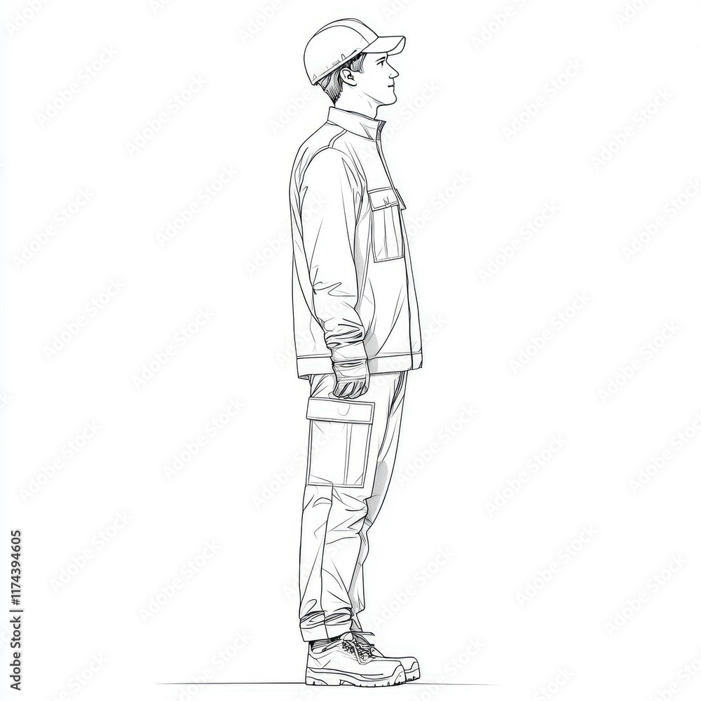 Man in Workwear - Profile View Man in Workwear - Profile View