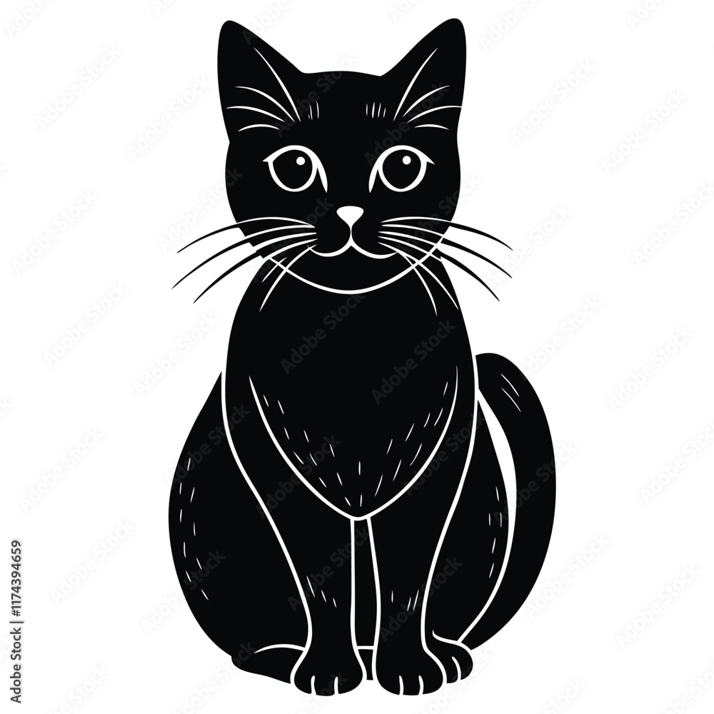 Obraz premium black and white cat vector 