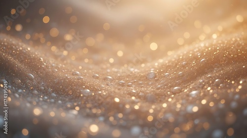 Digital illustration Golden Water Droplets with Bokeh 