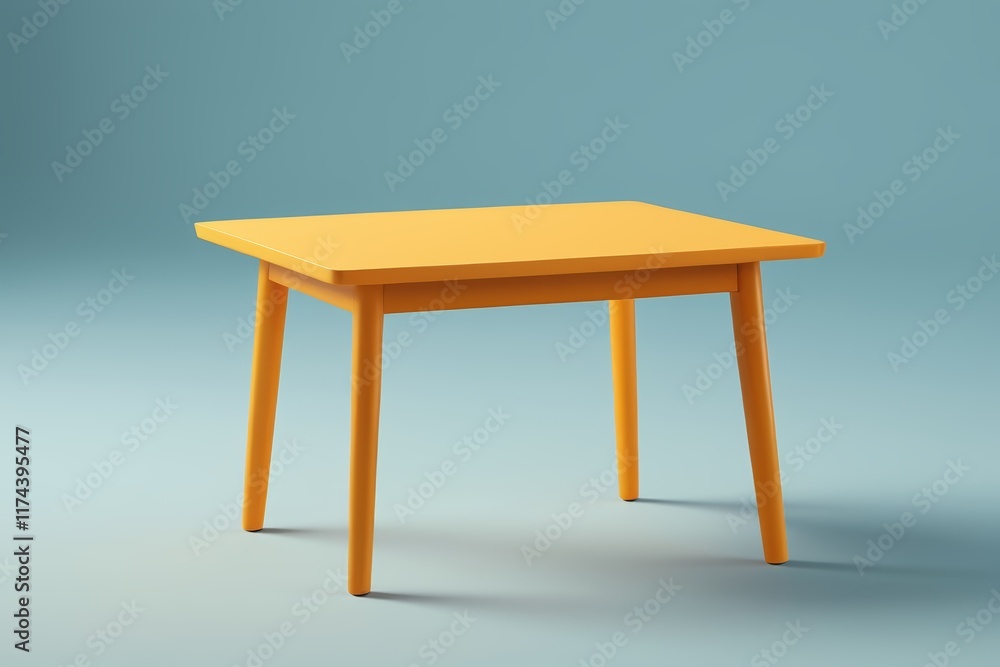Fototapeta premium there is a small table with a yellow top on a blue background