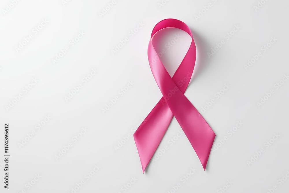 pink ribbon on white background with copy space for text pink ribbon on white background with copy space for text