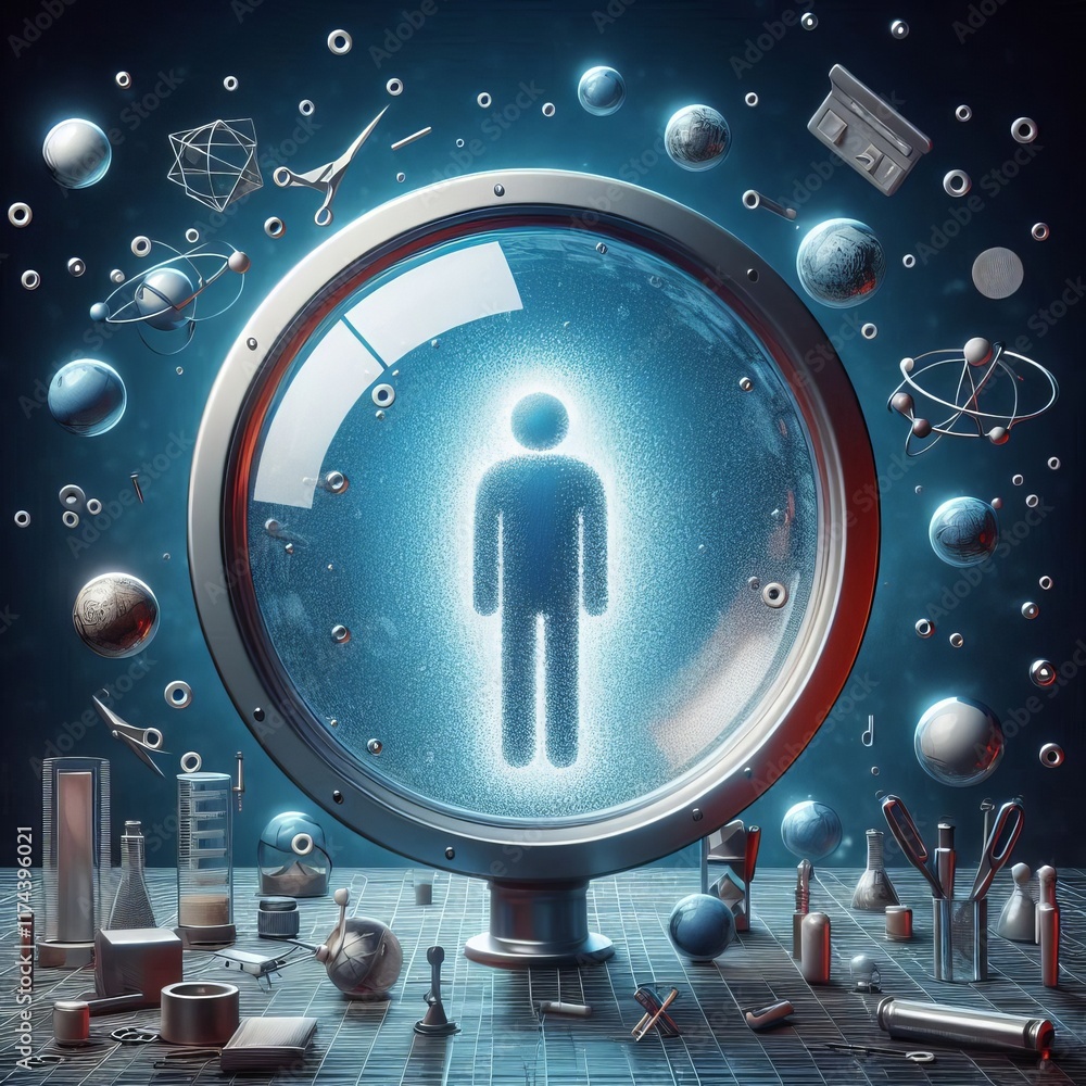 Obraz premium Filter Bubble A person trapped inside a bubble representing thei