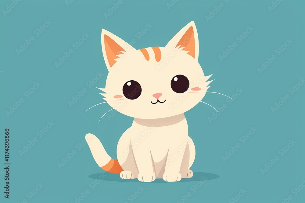 Fototapeta premium there is a cartoon cat sitting on a blue surface