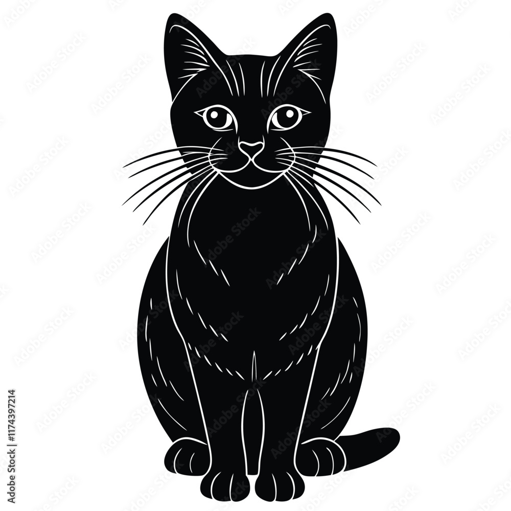 Obraz premium black and white cat vector 