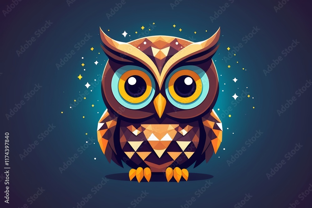 Fototapeta premium there is a cartoon owl with big eyes and a star in the background