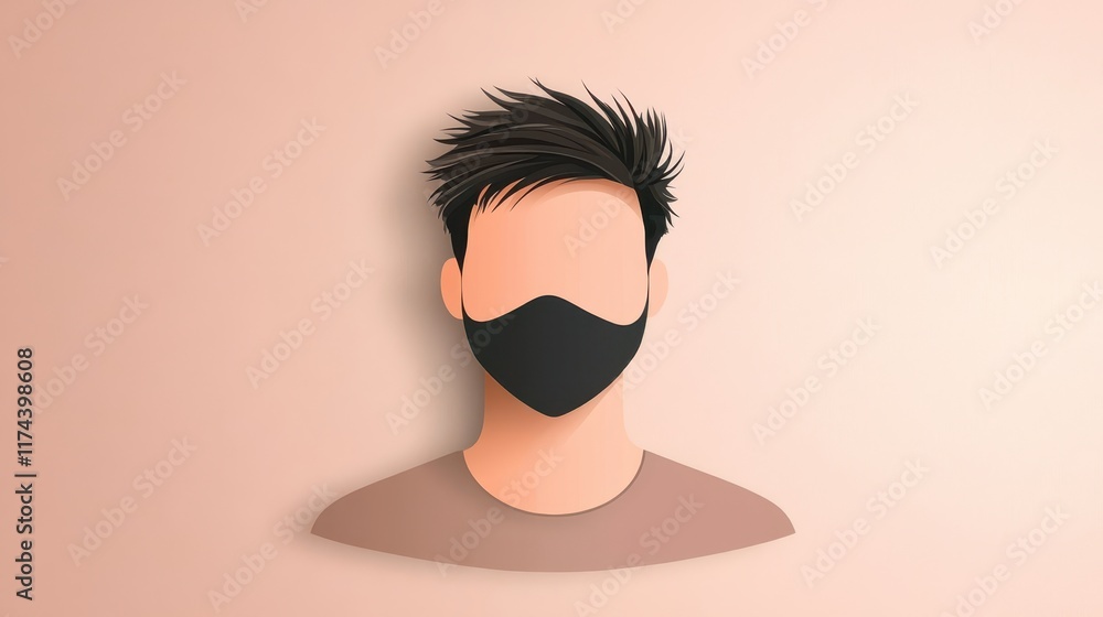 Closeup portrait of an individual protecting themselves by wearing a mask man Closeup portrait of an individual protecting themselves by wearing a mask man