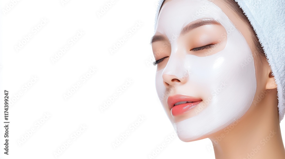 Woman with towel on head, a portrait of relaxation, beauty and selfcare after shower