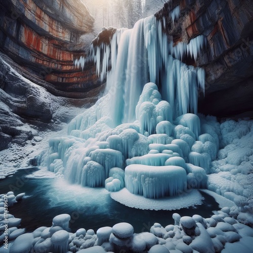 Frozen Waterfalls Waterfalls transformed into stunning ice sculp photo