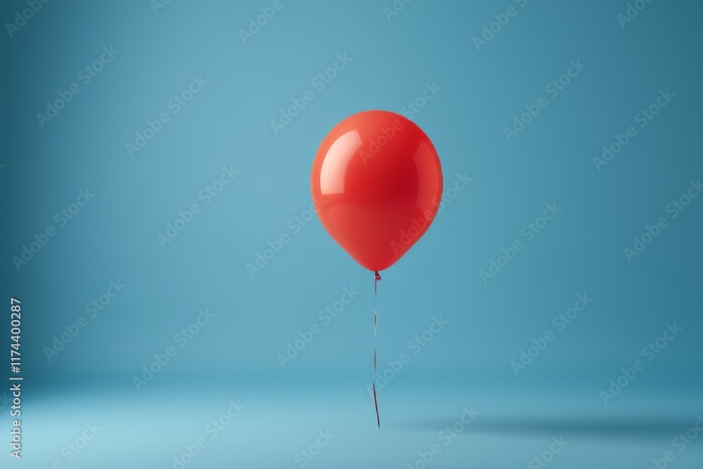there is a red balloon floating in the air on a blue background there is a red balloon floating in the air on a blue background