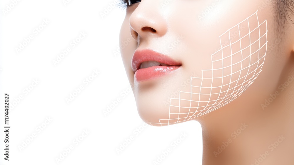 Fototapeta premium Closeup portrait of a woman wearing white face mask for skincare, beauty and wellness. lifestyle healthcare concept. radiant skin, natural beauty treatment.