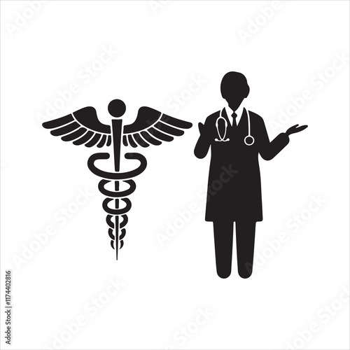 Doctor logo vector silhouette doctor icon on white background
