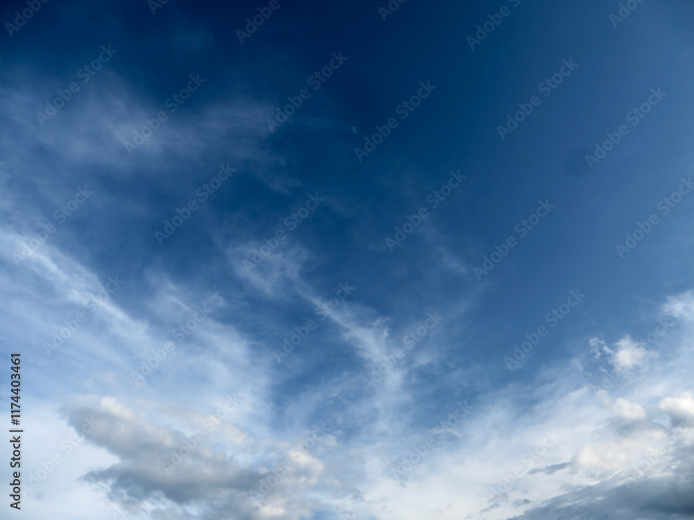 Obraz premium Majestic Blue Sky and Cloud Symphony - Nature’s Aerial Art in Dong Hoi, Quang Binh, Vietnam
