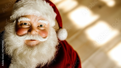 Jolly Santa Claus Close Up  Christmas Portrait  Festive Cheer  Holiday Spirit  Winter Wond photo