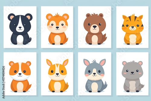 Wallpaper Mural a close up of a group of different animals on a blue background Torontodigital.ca