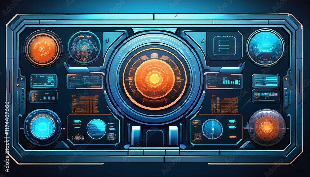 Fototapeta premium Futuristic Tech Control Panel Interface 