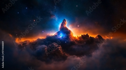 Stunning Celestial Tapestry:  Cosmic Nebula in Vibrant Hues