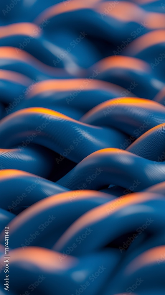Obraz premium Abstract Blue 3D Ribbons Wallpaper Swirling Texture Background Modern Design