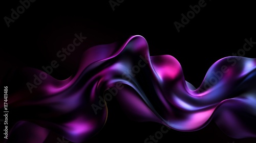 Abstract Purple and Blue Liquid Swirls on Black Background