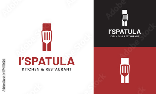 Letter Initial I Spatula Logo Design Template. Suitable for Restaurant Kitchen Bistro Cafe Catering Eatery Grill Barbeque or Chef Cook Kitchener Food Blogger Business Brand Company Logo Design