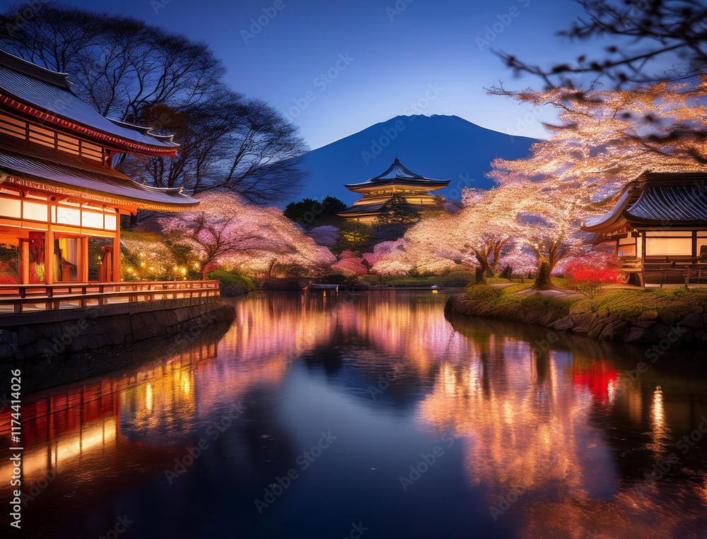 Fototapeta premium Generated image 日本の街並みの夜景