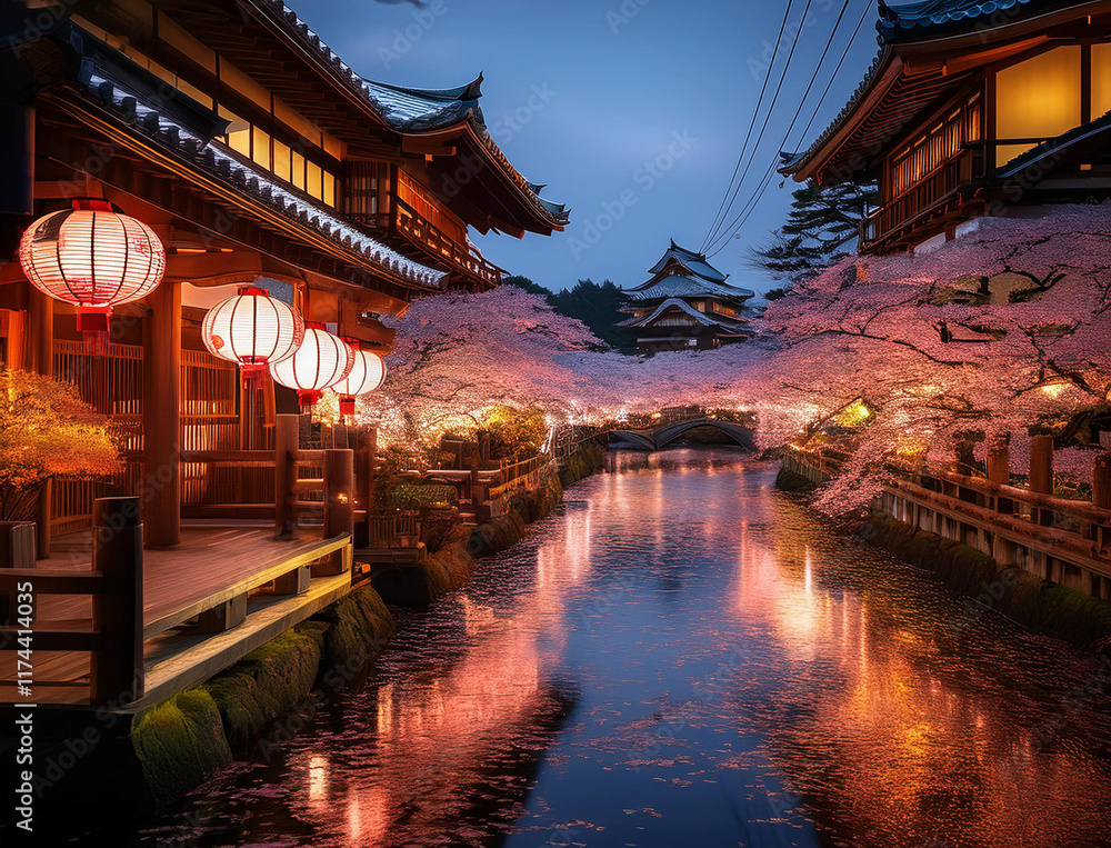 Obraz premium Generated image 日本の街並みの夜景