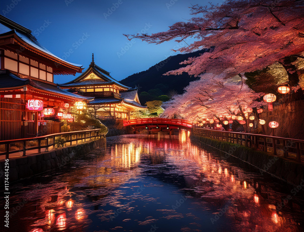 Obraz premium Generated image 日本の街並みの夜景