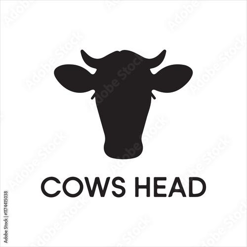 Bull Head Logo, Farm Animal Vector, Livestock Illustration, Company Brand Icon. Black silhouette with head bull. Buffalo head vector icon. Angry animal. Vector logo.
