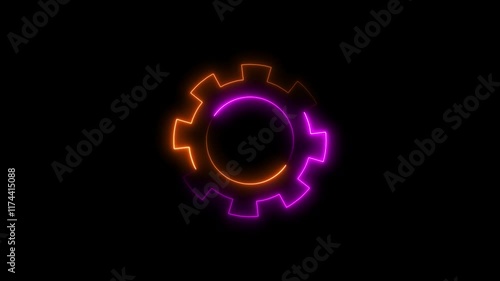 Wallpaper Mural Abstract neon setting gear circle icon colorful animation. beautiful gear icon technical concept and networking concept black background 4k video.  Torontodigital.ca