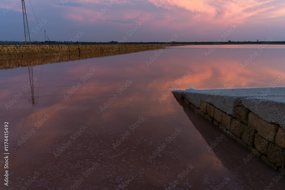 Sunset over the Saline di Trapani Sunset over the Saline di Trapani