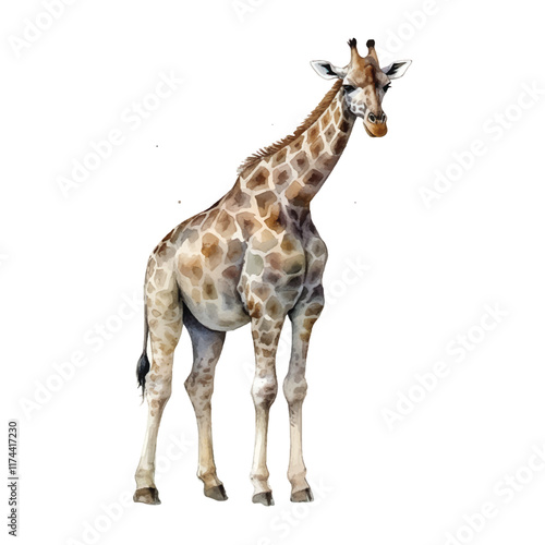 Majestic giraffe watercolor vector illustration photo