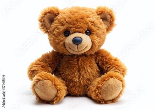 Adorable Brown Teddy Bear Plush Toy Isolated on White Background - Perfect for Kids' Projects