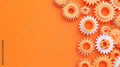 Industrial gears in orange product studio photo