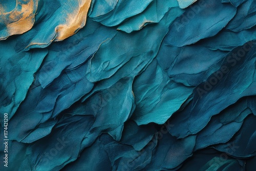 Wallpaper Mural Deep teal and jade silk-inspired abstract design featuring shimmering textures and subtle folds, perfect for luxurious layouts Torontodigital.ca