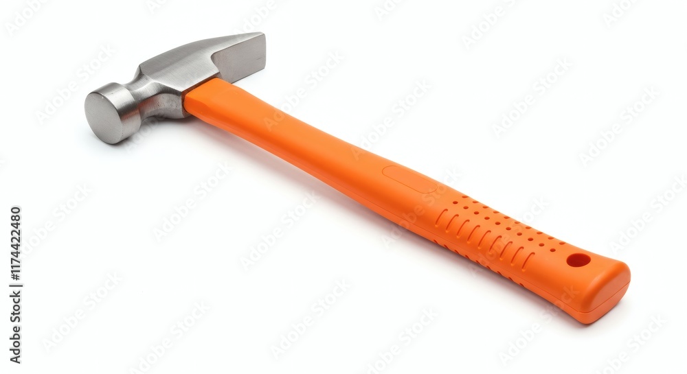 Orange Handled Claw Hammer Steel Head Construction Tool DIY Repair Isolated White Background Orange Handled Claw Hammer Steel Head Construction Tool DIY Repair Isolated White Background