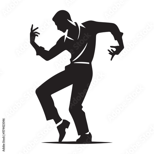 Jive Silhouette Vector Illustration, Solid White Background.