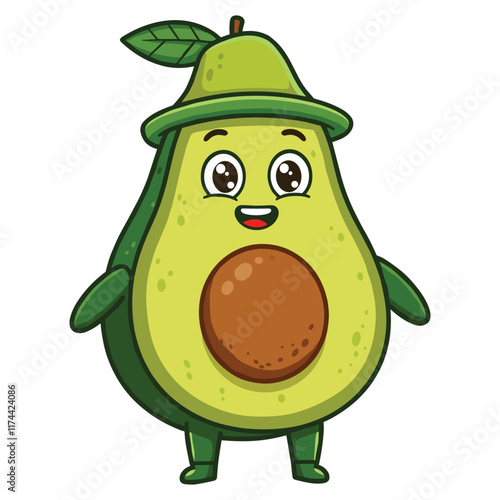 Cute vector set of avocado fruit character in vector illustration with white background 