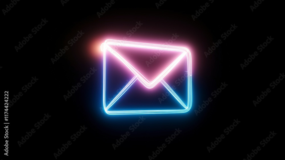 Neon Email Icon Pink Blue Glowing Envelope Symbol Neon Email Icon Pink Blue Glowing Envelope Symbol
