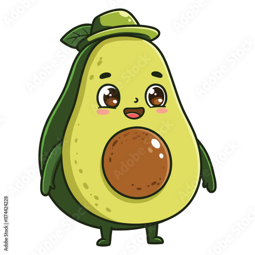 Cute vector set of avocado fruit character in vector illustration with white background 