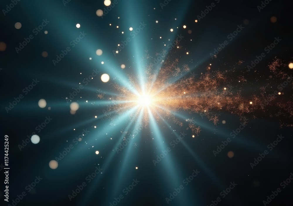 Fototapeta premium Visual representation of a cosmic explosion with light and color dynamics in space
