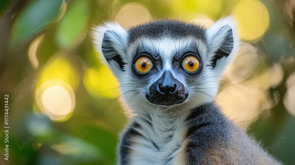 A raw portrait of a Lemur Catta, with close attention to its textured fur and expressive eyes, standing out in its natural environment with wild charm. A raw portrait of a Lemur Catta, with close attention to its textured fur and expressive eyes, standing out in its natural environment with wild charm.