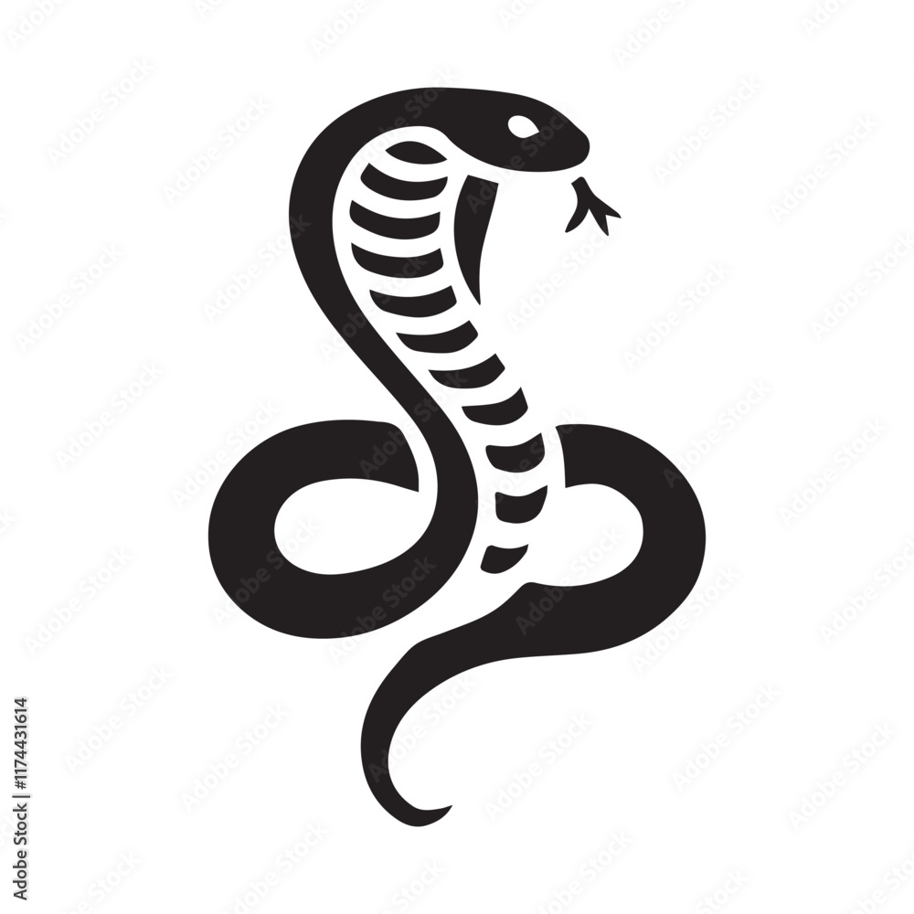 Fototapeta premium 2d cobra snake logo with white background