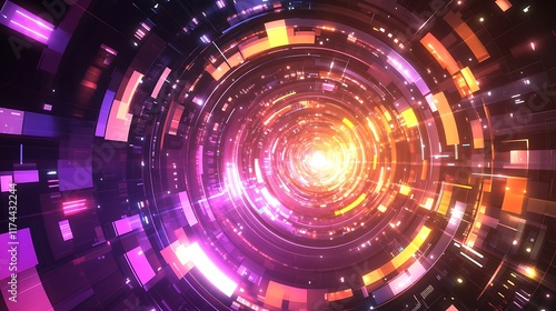 Wallpaper Mural Abstract Futuristic Tunnel of Lights and Geometric Shapes Torontodigital.ca