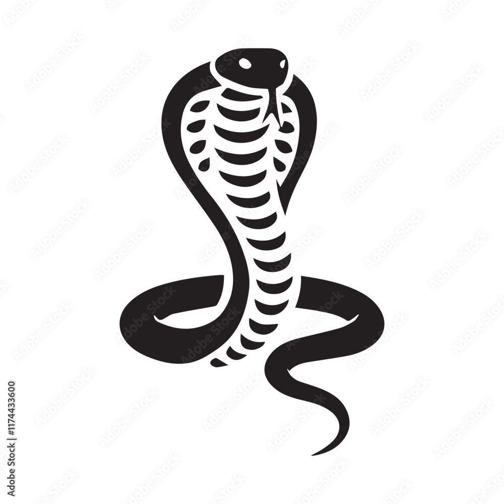 Fototapeta premium 2d cobra snake logo with white background