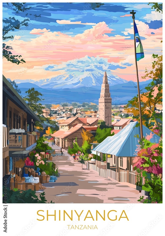 Shinyanga Tanzania Travel Poster Flat Illustration Print Decor Gift Canvas Wall Art Gift Shinyanga Tanzania Travel Poster Flat Illustration Print Decor Gift Canvas Wall Art Gift